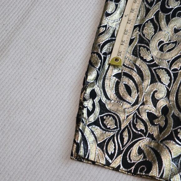 Vintage Handmade Gold & Black Lame Brocade Dress High Neck Long Sleeve Glam M/L - Picture 4 of 7